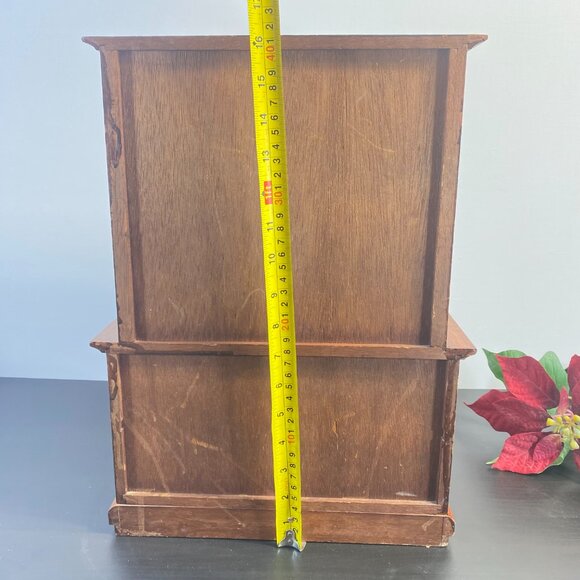 Vintage Wood Jewelry Box, 10 Drawers, Miniature Hutch Display Storage, Spice Cab - Picture 8 of 10